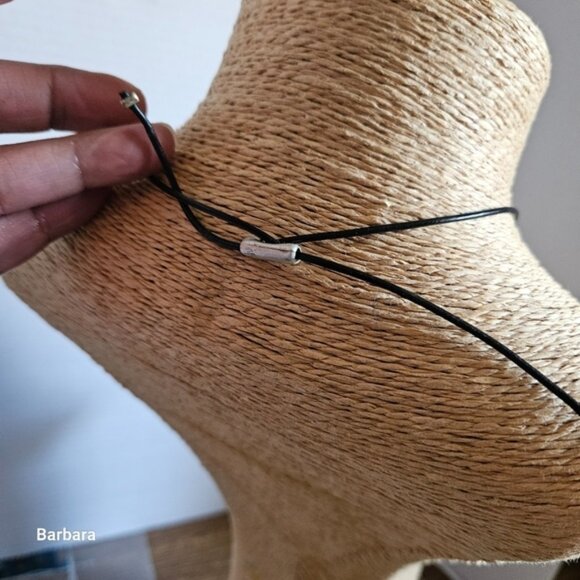 Vintage Danon Silver 5Petal Flower Pendant on Cord Necklace - Picture 4 of 5